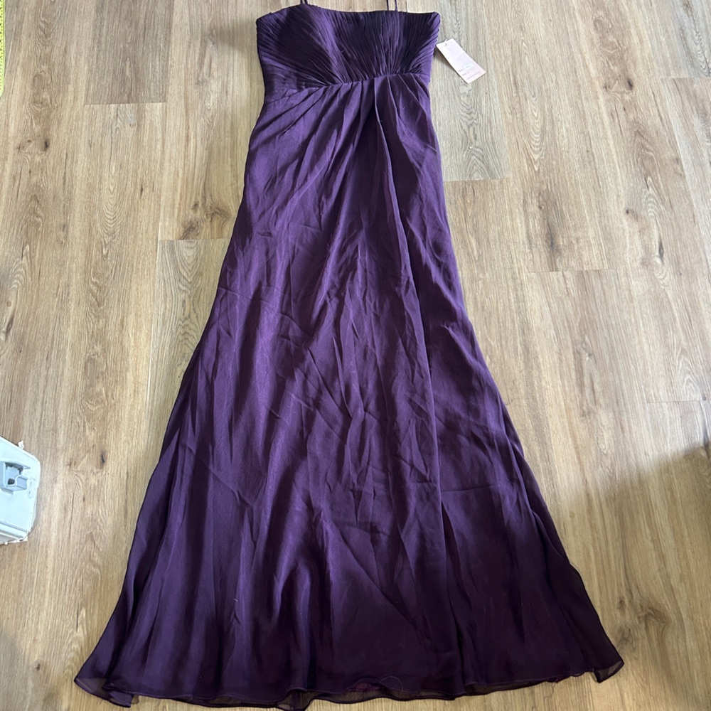 NWT Poly Grape Purple strapless long chiffon dress Perfect night out fancy dress